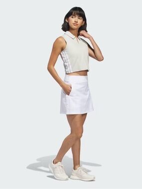 adidas White Tennis Mini Skirt with Side Snap Accents